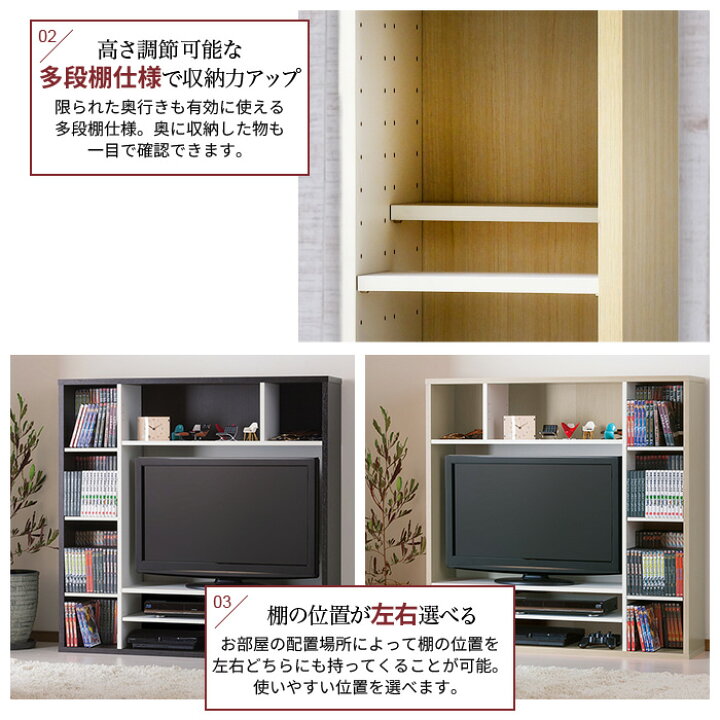 楽天市場 テレビボード 壁面収納 テレビ台 幅115 32インチ対応 収納 Tv台 Avラック 大容量 リビング オープンラック 棚 ラック シェルフ 本 Dvd Cd 収納 一体型 オールインワン シンプル モダン 縦型 ゲーム機 新生活 さんじょうインテリア