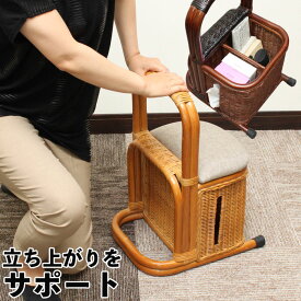 立ち上がり補助器具 つかまり立ちステッキ 収納付き 籐 ラタン 肘置き 立ち上がり 補助 スタンド 軽量 室内 杖