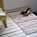 玄関マット 50×70〜80cm インド綿100％ ナチュラル 北欧 ニューチンディー 裂き織り アジアン雑貨 リサイクル コットン かわいい インテリア 雑貨 おしゃれ