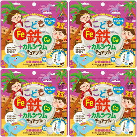 こども鉄+カルシウム チュアブル 60粒×4袋セット ユニマットリケン 子供サプリメント 送料無料