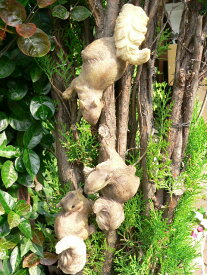 りすの置物　木登りリス3匹セット　N11122　動物 オーナメント ガーデン　オブジェ　庭　置物　雑貨 インテリア　マスコット