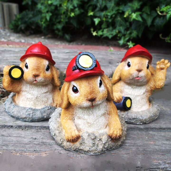 楽天市場】うさぎの置物 うさぎの探検隊トリオ3品セット N15576 