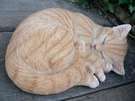 猫の置物　茶虎猫　居眠り猫　B　N12689　キャット　ガーデンオブジェ　CAT 動物　オーナメント　ネコ　…
