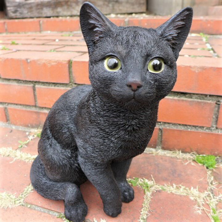 楽天市場】猫の置物 くろ猫 黒猫 N13445 キャット ガーデン 