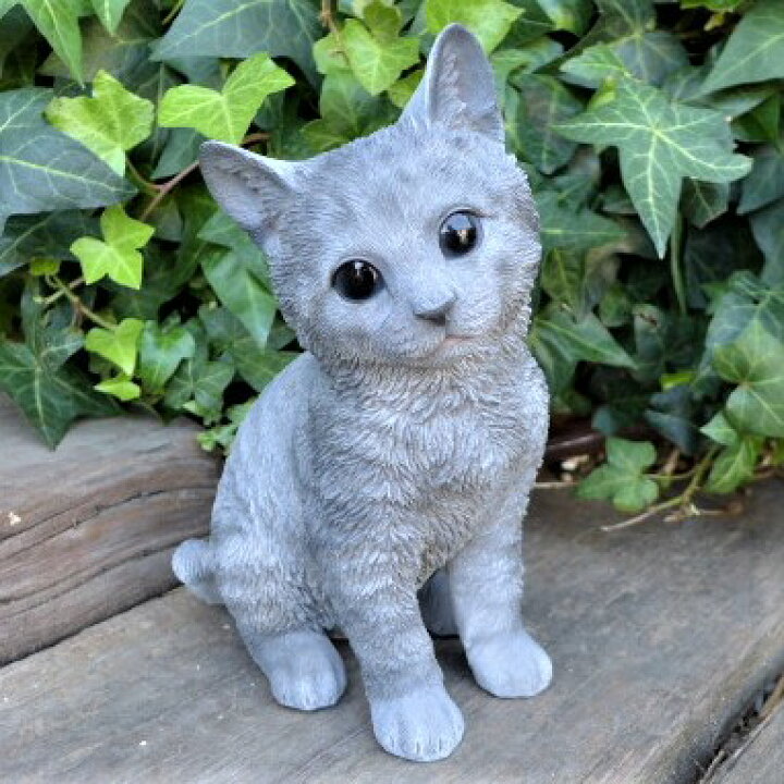 楽天市場 猫の置物 サバトラ猫 子猫 ｎ１３６４２ キャット ガーデンオブジェ ｃａｔ 動物 オーナメント ネコ 雑貨 ガーデン オブジェ ガーデニング インテリア マスコット アニマル リアル ディスプレィ ねこ グッズ わくわくガーデン