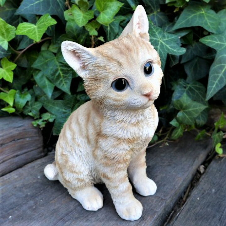 楽天市場】猫の置物 茶トラ猫 子猫 N13643 キャット ガーデン 