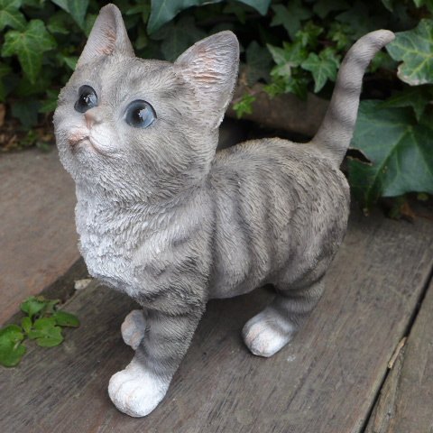猫の置物　子猫　グレー　９５９１Ｈ　キャット　ガーデンオブジェ　ＣＡＴ 動物　オーナメント　ネコ　雑貨　ガーデン　インテリア | わくわくガーデン