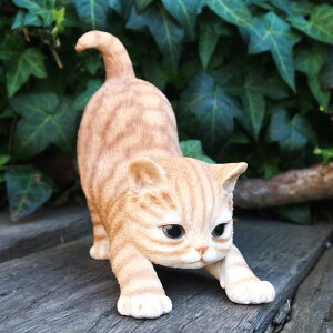 猫の置物 伸び猫 茶トラ N15309 キャット ガーデンオブジェ CAT 動物 オーナメント ネコ 雑貨 ガーデン オブジェ ガーデニング インテリア マスコット アニマル リアル ディスプレィ ねこ グッ