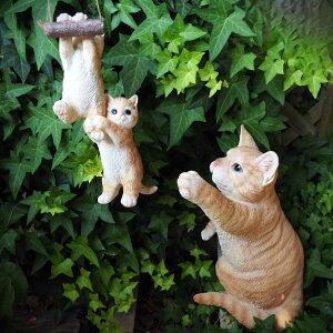 猫の置物 茶トラ 親子猫3匹セット Y119QY020QB 助けてー キャット ガーデンオブジェ CAT 動物 オーナメント ネコ 雑貨 ガーデン オブジェ ガーデニング インテリア マスコット アニマル リアル デ
