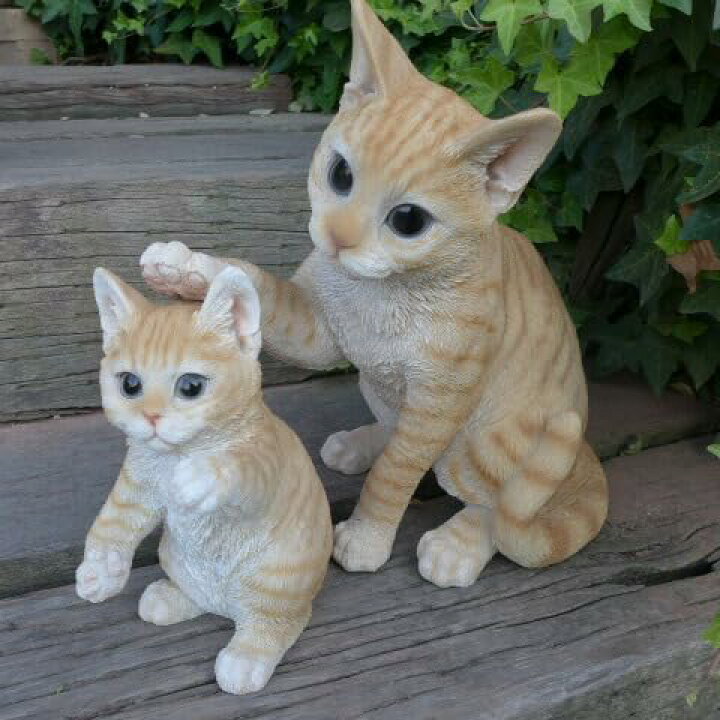 楽天市場】猫の置物 親子猫2匹セット Y77QY キャット ガーデン 