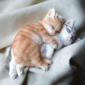 猫の置物 茶トラ猫 親子でスヤスヤ Y018QB 猫ちゃんマグネット 居眠り猫 キャット ガーデンオブジェ CAT 動物 オーナメント ネコ 雑貨 ガーデン オブジェ ガーデニング インテリア マスコット アニマル リアル ディスプレィ ねこ グッズ