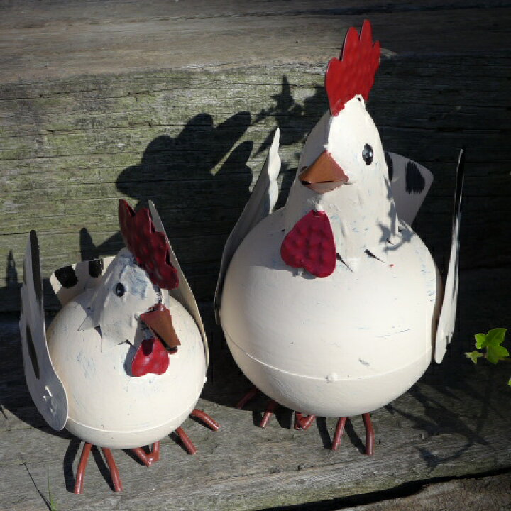 楽天市場 アンティーク調 にわとりの置物２品セット M アイアン ブリキ とり 鳥 トリ ガーデン オブジェ 置物 ウオールオーナメント ニワトリ わくわくガーデン