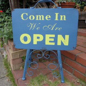 アンティーク調 オープン&クローズスタンド M7042 オープンスタンド アイアン ウェルカムプレート 看板 エクステリア ガーデニング サイン ガーデン 玄関 ショップ 営業用 開店 閉店