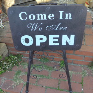 アンティーク調 オープン&クローズスタンド M7052 オープンスタンド アイアン ウェルカムプレート 看板 エクステリア ガーデニング サイン ガーデン 玄関 ショップ 営業用 開店 閉店