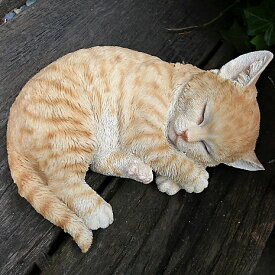猫の置物 茶トラ猫 居眠り猫 T14223 キャット ガーデンオブジェ CAT 動物 オーナメント ネコ 雑貨 ガーデン オブジェ ガーデニング インテリア マスコット アニマル リアル ディスプレィ ねこ グッズ