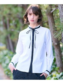 【洗える/コットン】フリルネックツイルブラウス DRESSTERIOR ドレステリア トップス シャツ・ブラウス ホワイト【送料無料】[Rakuten Fashion]