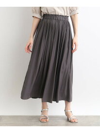 ヴィンテージサテンプリーツスカート grove グローブ スカート ロング・マキシスカート ブラック ベージュ ブルー【送料無料】[Rakuten Fashion]