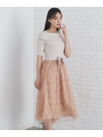 【SALE／30%OFF】《S-LLsize》フラワーチュールドッキングワンピース【洗濯機洗い可/抗ピル】 index インデックス ワンピース・ドレス その他のワンピース・ドレス グレー ネイビー ブルー【RBA_E】【送料無料】[Rakuten Fashion]