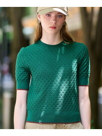 【6色展開/オンオフ】レース編みハーフスリーブニット DRESSTERIOR ドレステリア トップス ニット ブラウン グリーン イエロー オレンジ【送料無料】[Rakuten Fashion]
