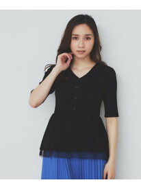 【SALE／40%OFF】シアーレイヤードペプラムニット【洗濯機洗い可】 index インデックス トップス ニット ピンク ブラック ブルー【RBA_E】[Rakuten Fashion]