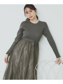 【SALE／60%OFF】チュールレーススカートドッキングワンピース【洗濯機洗い可】 index インデックス ワンピース・ドレス その他のワンピース・ドレス グレー パープル ブルー【RBA_E】[Rakuten Fashion]