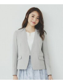 【SALE／40%OFF】ストレッチノーカラージャケット/セットアップ対応可【洗える/イージーアイロン/抗ピル】 index インデックス ジャケット・アウター ノーカラージャケット ネイビー グレー【RBA_E】【送料無料】[Rakuten Fashion]