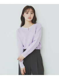 【SALE／60%OFF】バイカラーキーネックニット【洗濯機洗い可】 index インデックス トップス ニット パープル グレー ホワイト ネイビー【RBA_E】[Rakuten Fashion]