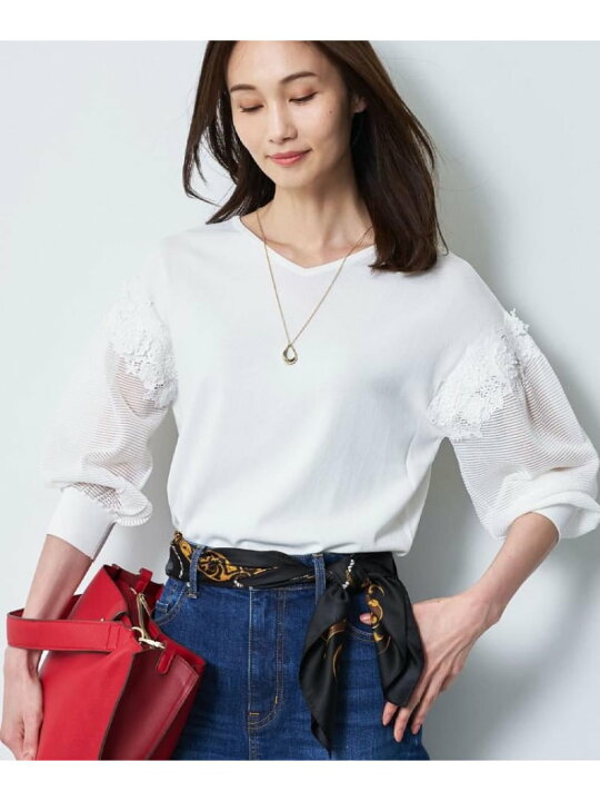 楽天市場】【SALE／50%OFF】【前後2WAY】レーススリーブデザインニット 