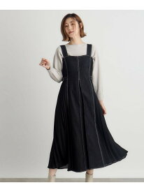 デニムサイドプリーツジャンドレ grove グローブ ワンピース・ドレス その他のワンピース・ドレス ブラック ネイビー【送料無料】[Rakuten Fashion]