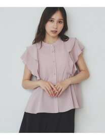 【SALE／60%OFF】ダブルフリルバンドカラーブラウス【洗濯機洗い可/イージーアイロン/防シワ】 index インデックス トップス シャツ・ブラウス ブラウン ピンク ホワイト ブラック【RBA_E】[Rakuten Fashion]