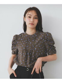 【SALE／50%OFF】柄プリントピンタックブラウス【洗濯機洗い可/イージーアイロン/防シワ】 index インデックス トップス シャツ・ブラウス グレー ブラック ホワイト ブラウン【RBA_E】[Rakuten Fashion]