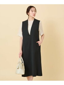 【SALE／20%OFF】【セットアップ可能/洗える】トリクシオン Vネックジャンパースカート UNTITLED アンタイトル ワンピース・ドレス その他のワンピース・ドレス グレー ブラック ベージュ【RBA_E】【送料無料】[Rakuten Fashion]