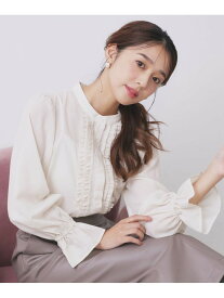 【SALE／60%OFF】タックフリルバンドカラーブラウス【洗濯機OK/イージーアイロン】 index インデックス トップス シャツ・ブラウス ホワイト ブラック グリーン【RBA_E】[Rakuten Fashion]