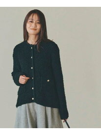 【SALE／30%OFF】ツイードニットジャケット grove グローブ ジャケット・アウター ノーカラージャケット ホワイト ブラック【RBA_E】【送料無料】[Rakuten Fashion]