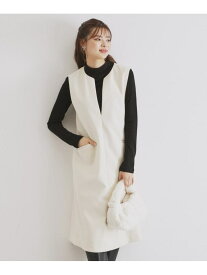 【SALE／50%OFF】スリットネックジャンパースカート【洗濯機洗い可/イージーアイロン】 index インデックス ワンピース・ドレス その他のワンピース・ドレス ホワイト ベージュ ブルー グレー【RBA_E】[Rakuten Fashion]