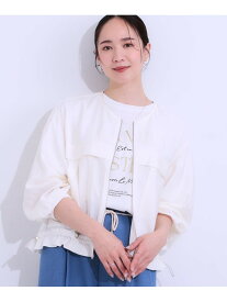【SALE／10%OFF】【S-LL】大人のシアー感が魅力 ドロストブルゾン SHOO・LA・RUE シューラルー ジャケット・アウター ブルゾン・ジャンパー ホワイト ベージュ グレー【RBA_E】【送料無料】[Rakuten Fashion]