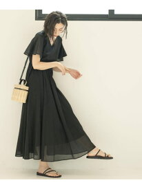 【SALE／20%OFF】Vネックフィット&フレアドレス/オーガニックコットン混【洗濯機洗い可】 OPAQUE.CLIP オペークドットクリップ ワンピース・ドレス その他のワンピース・ドレス ホワイト グリーン レッド ブラウン ブラック【RBA_E】【送料無料】[Rakuten Fashion]