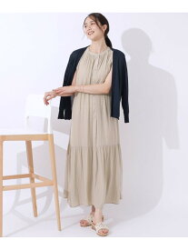 【SALE／30%OFF】柔らかで上品な光沢感 バンドカラー ティアードワンピース SHOO・LA・RUE シューラルー ワンピース・ドレス その他のワンピース・ドレス ネイビー カーキグリーン ベージュ【RBA_E】[Rakuten Fashion]
