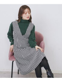 ラメスパンコール千鳥柄ジャンスカ【洗濯機OK/イージーアイロン】 index インデックス ワンピース・ドレス その他のワンピース・ドレス ホワイト ブラウン ブルー【送料無料】[Rakuten Fashion]