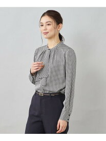 【SALE／30%OFF】【スーツのインナーに/洗える】ジオメ柄 ラッフルブラウス UNTITLED アンタイトル トップス シャツ・ブラウス グレー ブルー【RBA_E】【送料無料】[Rakuten Fashion]