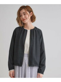 【SALE／40%OFF】軽やかに羽織る リネンライクノーカラーブルゾン grove グローブ ジャケット・アウター ブルゾン・ジャンパー カーキグリーン グレー ベージュ【RBA_E】[Rakuten Fashion]