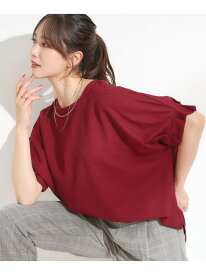 【SALE／50%OFF】【洗える】お袖のタックがアクセント インせず着られる さらさらドルマントップス SHOO・LA・RUE シューラルー トップス カットソー・Tシャツ グリーン ブラック ワインレッド【RBA_E】[Rakuten Fashion]