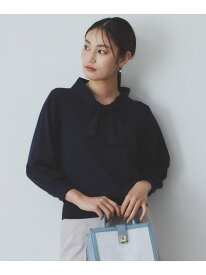 【SALE／60%OFF】ロールカラーボウタイニット【洗濯機洗い可】 index インデックス トップス ニット ホワイト ネイビー パープル【RBA_E】[Rakuten Fashion]