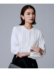 【SALE／20%OFF】【1枚で着映え/オンオフ着回し】フリルサテンブラウス UNTITLED アンタイトル トップス シャツ・ブラウス パープル ブラウン ホワイト グレー グリーン【RBA_E】【送料無料】[Rakuten Fashion]