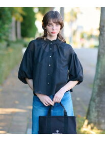 【SALE／20%OFF】【洗える】スタンドフリルボリュームスリーブブラウス DRESSTERIOR ドレステリア トップス シャツ・ブラウス ブルー ブラック【RBA_E】【送料無料】[Rakuten Fashion]