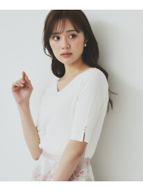 【SALE／50%OFF】《5色展開》Vネックリブニット【洗濯機洗い可】 index インデックス トップス ニット ホワイト ブルー グレー ピンク【RBA_E】[Rakuten Fashion]