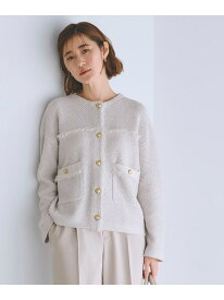 【SALE／48%OFF】ツイードニットジャケット grove グローブ ジャケット・アウター ノーカラージャケット ネイビー グレー ブルー【RBA_E】[Rakuten Fashion]
