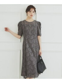 【SALE／50%OFF】総レースギャザースリーブワンピース【洗濯機洗い可】 index インデックス ワンピース・ドレス その他のワンピース・ドレス グレー ネイビー パープル【RBA_E】【送料無料】[Rakuten Fashion]