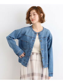 【SALE／14%OFF】ノーカラーデニムジャケット grove グローブ ジャケット・アウター デニムジャケット ブルー ネイビー【RBA_E】【送料無料】[Rakuten Fashion]