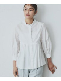 【SALE／50%OFF】《6color》フリルバンドカラーペプラムブラウス【洗濯機洗い可/イージーアイロン/防シワ】 index インデックス トップス シャツ・ブラウス ホワイト イエロー ブルー ネイビー パープル【RBA_E】[Rakuten Fashion]